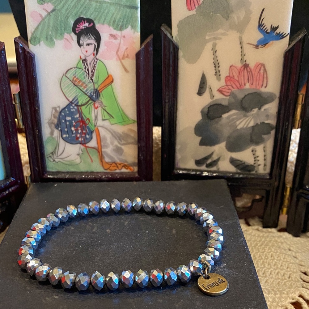 3/$10 Ermish  Silver Glass  Beaded Bracelet